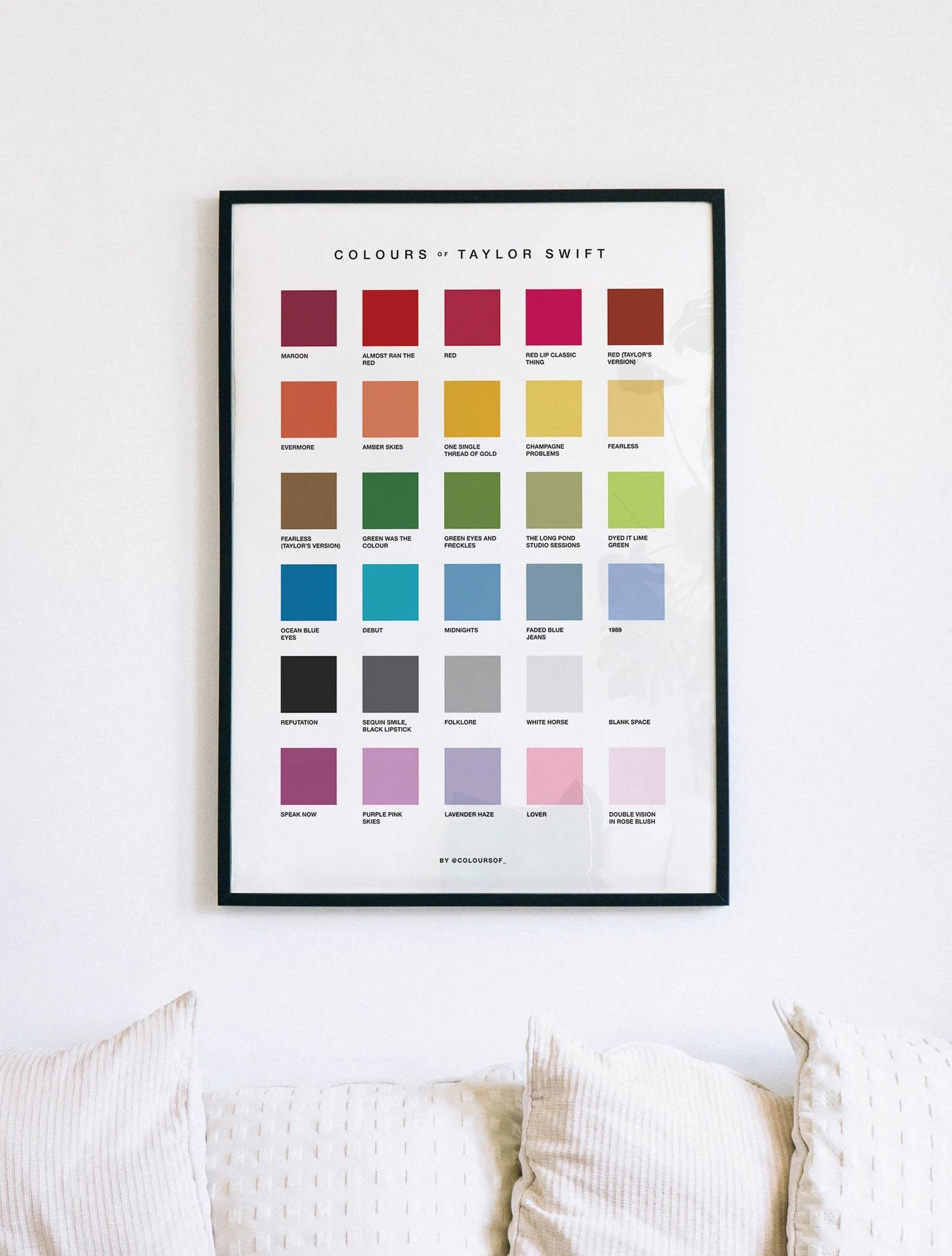 Colours of Taylor Swift A4 Print