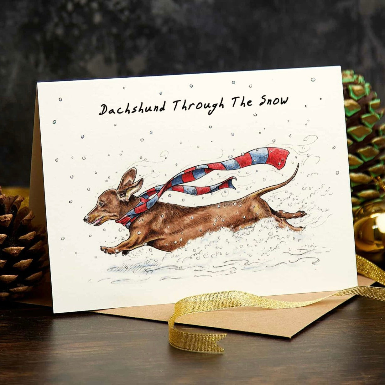 Dachshund Through the Snow - Greetings Card