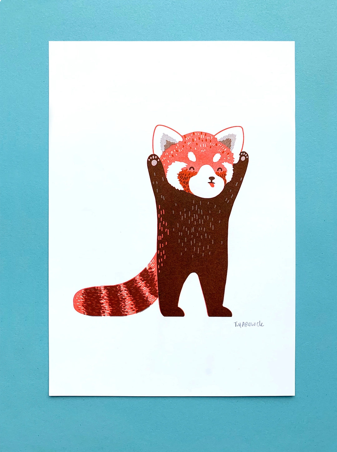 Red Standing Panda - A4 Print