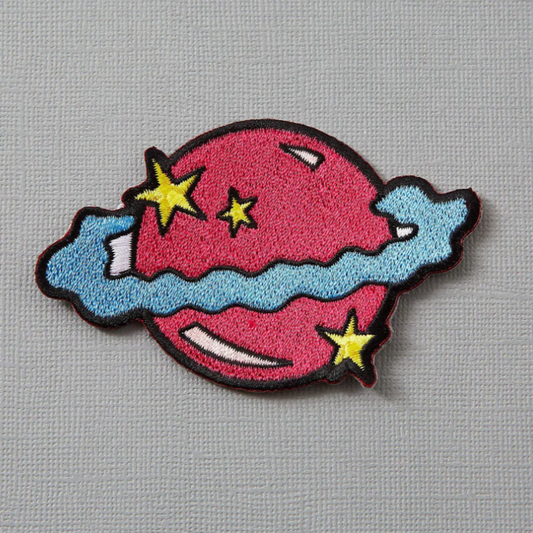 Planet Pink Embroidered Iron On Patch