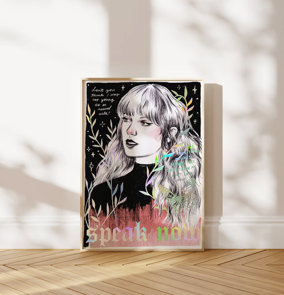 Spilt Milk Speak Now Taylor Swift Holographic A4 Print