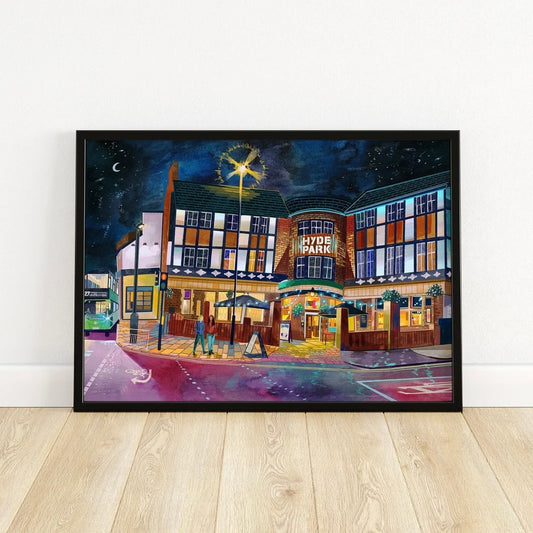 Leeds Art Print, Hyde Park Pub, Hyde Park Corner - A4