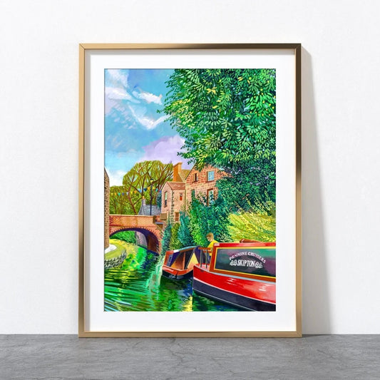 Skipton Print, Mill Bridge, Leeds and Liverpool Canal - A4