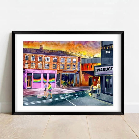 Leeds Art Print, Lower Briggate, Queens Court, Fibre - A4