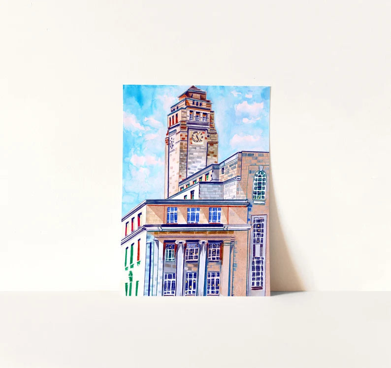 Leeds Art Print, University of Leeds, Parkinson Building - A4